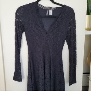 Long Sleeve Lace V Neck Dress